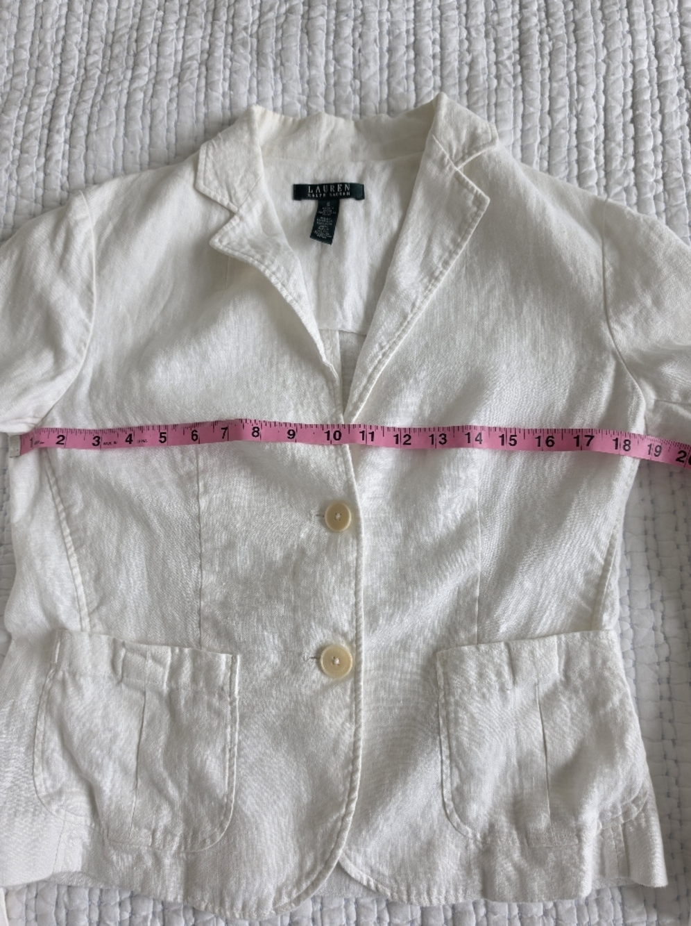 Lauren Ralph Lauren Pure Linen Blazer | Ivory Cream Tailored Jacket | Size 6 - Picture 7 of 8